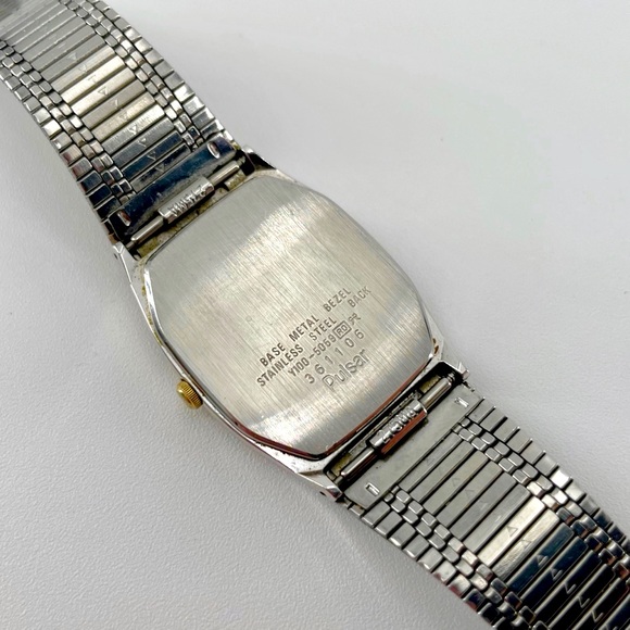 Pulsar 361106 Gold Silver Tone Adjustable Stainless Steel Dress Watch 80’s 80s - Picture 6 of 6